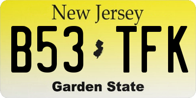 NJ license plate B53TFK
