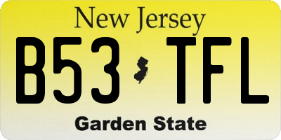 NJ license plate B53TFL