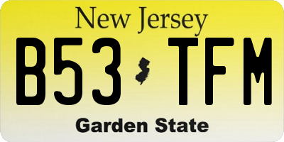 NJ license plate B53TFM
