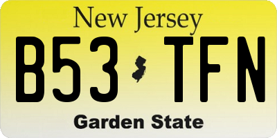 NJ license plate B53TFN