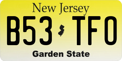 NJ license plate B53TFO