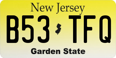 NJ license plate B53TFQ