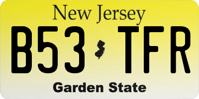 NJ license plate B53TFR