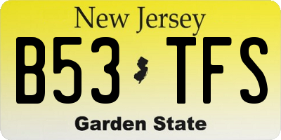 NJ license plate B53TFS