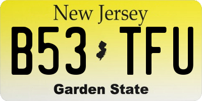 NJ license plate B53TFU