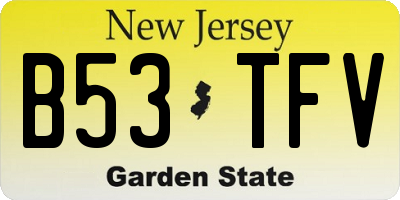NJ license plate B53TFV