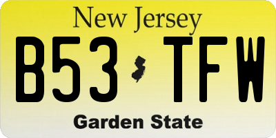NJ license plate B53TFW