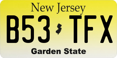 NJ license plate B53TFX