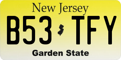 NJ license plate B53TFY