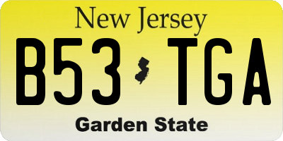NJ license plate B53TGA