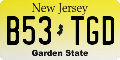 NJ license plate B53TGD