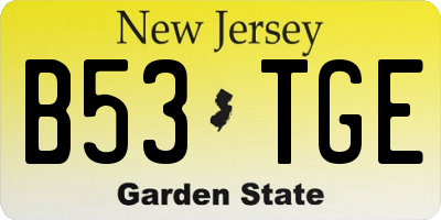 NJ license plate B53TGE