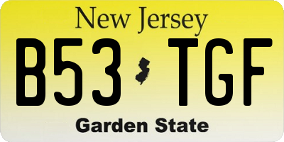 NJ license plate B53TGF