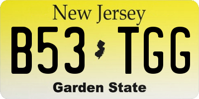 NJ license plate B53TGG