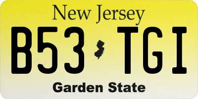 NJ license plate B53TGI