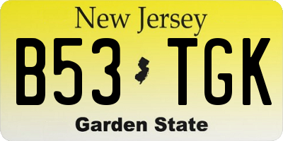 NJ license plate B53TGK