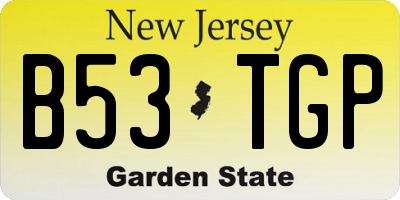 NJ license plate B53TGP
