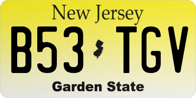 NJ license plate B53TGV