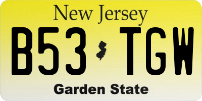NJ license plate B53TGW