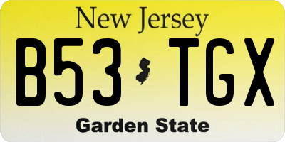 NJ license plate B53TGX