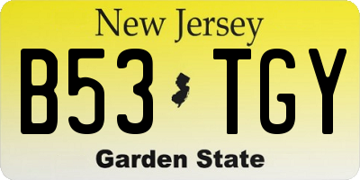 NJ license plate B53TGY