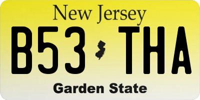 NJ license plate B53THA