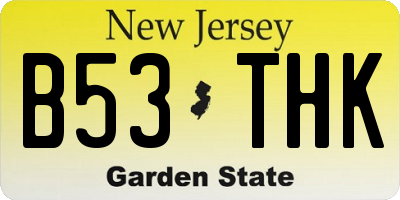 NJ license plate B53THK
