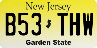 NJ license plate B53THW