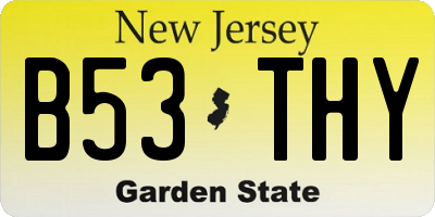 NJ license plate B53THY