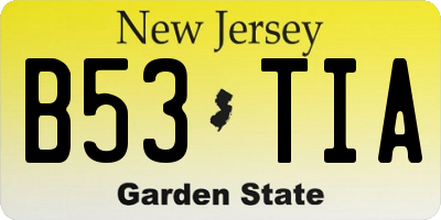 NJ license plate B53TIA