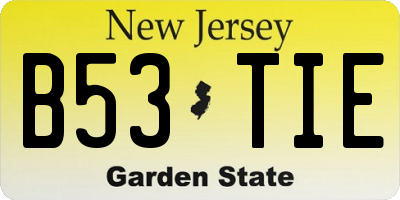 NJ license plate B53TIE