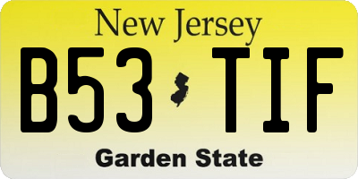 NJ license plate B53TIF