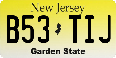 NJ license plate B53TIJ