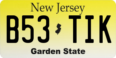NJ license plate B53TIK