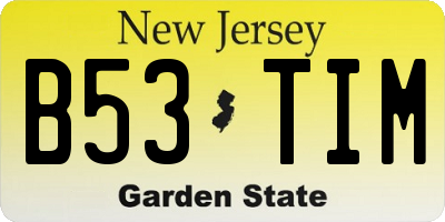 NJ license plate B53TIM