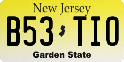 NJ license plate B53TIO