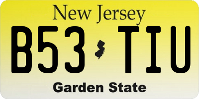 NJ license plate B53TIU