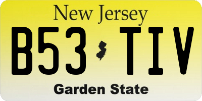 NJ license plate B53TIV