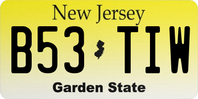 NJ license plate B53TIW