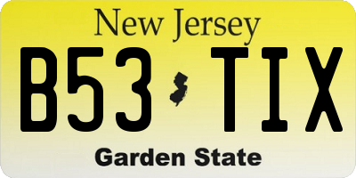 NJ license plate B53TIX