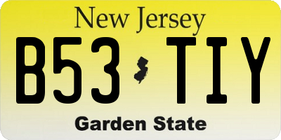 NJ license plate B53TIY