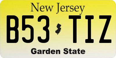 NJ license plate B53TIZ