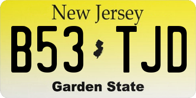 NJ license plate B53TJD