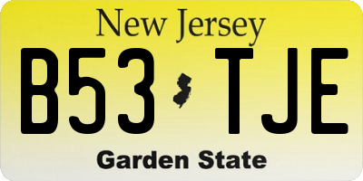 NJ license plate B53TJE