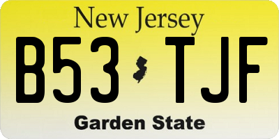 NJ license plate B53TJF