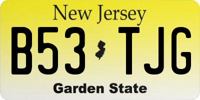 NJ license plate B53TJG