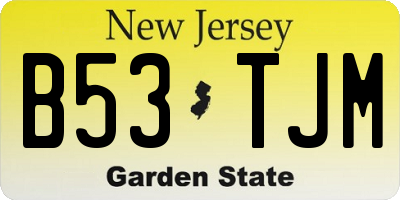 NJ license plate B53TJM