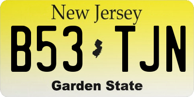 NJ license plate B53TJN