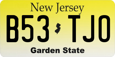 NJ license plate B53TJO