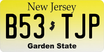 NJ license plate B53TJP